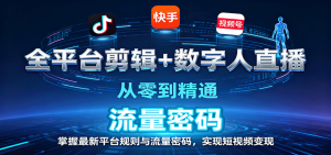 全平台剪辑+数字人直播,从零到精通,掌握最新平台规则与流量密码,实现短视频变现-湘创网