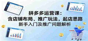 拼多多运营课:含店铺布局、推广玩法,起店思路,新手入门及推广问题解析-湘创网