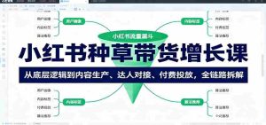 小红书种草带货增长课：从底层逻辑到内容生产、达人对接、付费投放，全链路拆解-湘创网