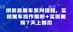 拼多多黑车系列课程,实操黑车操作解析+实操黑搜7天上首页【音频】-湘创网