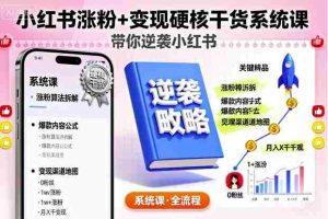 小红书涨粉+变现硬核干货系统课,带你逆袭小红书-湘创网