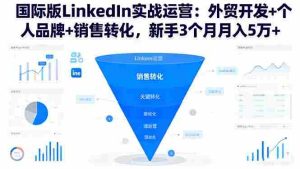 (16397期)国际版LinkedIn实战运营:外贸开发+个人品牌+销售转化,新手3个月月入5万+-湘创网