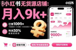 小红书无货源店铺项目，简单易上手，月入9k+，保姆级教程-湘创网