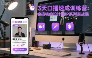 3天口播速成训练营,会搞钱的设计师IP系列实战课-湘创网