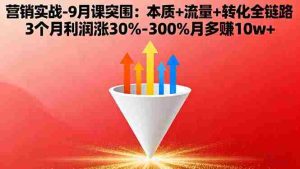 (16152期)营销实战-9月突围课:本质+流量+转化全链路 3个月利润涨30%-300%月多赚10w+-湘创网