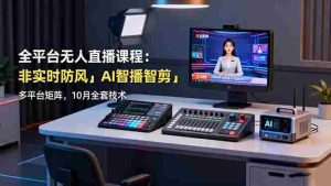 (16414期)全平台无人直播课程:非实时防风+AI智播智剪+多平台矩阵,10月全套技术-湘创网