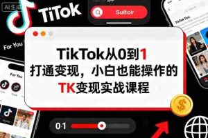 TikTok从0到1打通变现,小白也能操作的TK变现实战课程-湘创网