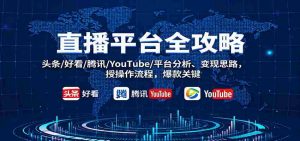 直播平台全攻略:头条/好看/腾讯/YouTube/平台分析、变现思路,授操作流程,爆款关键-湘创网