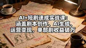 (16359期)AI+短剧速成实战课:涵盖剧本创作、AI生成、运营变现,单部剧收益破万-湘创网