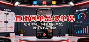 直播间单品爆单课：起号详解，5种直播间类型，投流技巧与运营-湘创网