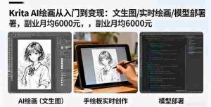 (16222期)Krita AI绘画从入门到变现:文生图/实时绘画/模型部署,副业月均6000元-湘创网