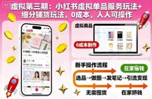 虚拟第三期:小红书虚拟单品服务玩法+细分铺货玩法,0成本,人人可操作-湘创网