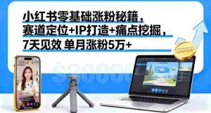 (16158期)小红书零基础涨粉秘籍,赛道定位+IP打造+痛点挖掘,7天见效 单月涨粉5万+-湘创网