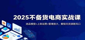 2025不备货电商实战课：选品模型+上架运营+管理放大，解锁无货源新风口-湘创网