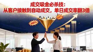 （16432期）吸金成交营销必杀技：从客户接触到自动成交，单日成交率翻3倍-湘创网