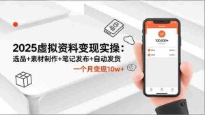 （16644期）2025虚拟资料变现实操：选品+素材制作+笔记发布+自动发货，一个月变现10w+-湘创网