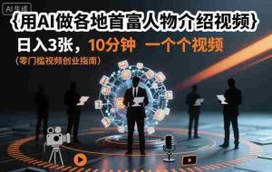 用AI做各地首富人物介绍视频，日入3张，10分钟一个视频-湘创网