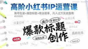 （16442期）高阶小红书IP运营课：账号包装+爆款标题+商业接单，月入过万实战指南-湘创网