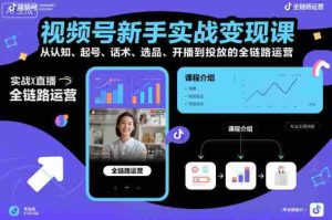 视频号新手实战变现课，从认知、起号、话术、选品、开播到投放的全链路运营-湘创网