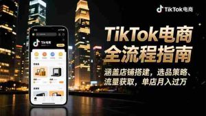 (16524期)TikTok电商全流程指南,涵盖店铺搭建、选品策略、流量获取,单店月入过万-湘创网