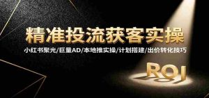 精准投流获客实操，小红书聚光/巨量AD/本地推实操/计划搭建/出价转化技巧-湘创网