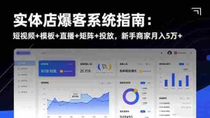 （16541期）实体店爆客系统指南：短视频+模板+直播+矩阵+投放，新手商家月入5万+-湘创网