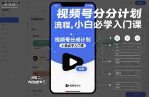 视频号分成计划实操流程，小白必学入门课-湘创网