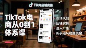（16818期）TikTok电商从0到1体系课，市场认知、店铺实操、达人广告，新手避坑稳赚美金-湘创网