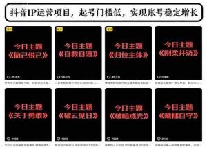 抖音IP运营项目，抖音今日主题玩法，起号门槛低，实现账号稳定增长-湘创网