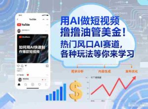 用AI做短视频撸油管美金,热门风口AI赛道,你不做我做,各种玩法等你来学习-湘创网