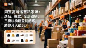 (16865期)淘宝高阶运营私家课:选品、爆款、全店动销,三模块构建盈利闭环,助你月入破5万-湘创网