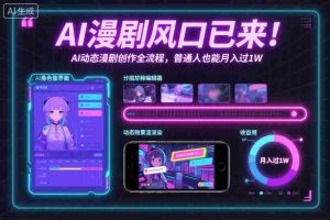 AI漫剧风口已来！AI动态漫剧创作全流程，普通人也能月入过1W-湘创网