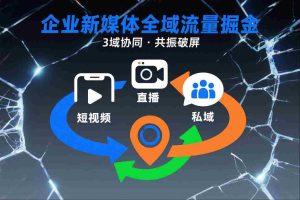 短视频全域商业模式，企业新媒体全域流量掘金，3域协同，共振破屏，短视频-直播-私域-地域-湘创网