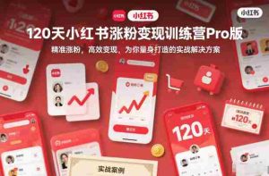 120天小红书涨粉变现训练营Pro版,精准涨粉,高效变现,为你量身打造的实战解决方案-湘创网