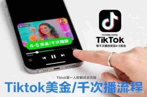 TK中视频计划项目,Tiktok第一人称解说流程,每干次播放奖励4-5美金-湘创网