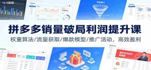 拼多多销量破局利润提升课：权重算法/流量获取/爆款模型/推广活动，高效盈利-湘创网