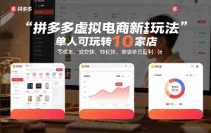 拼多多虚拟电商新玩法，单人可玩转10家店，零成本、成交快、转化快，单店单日盈利3张【揭秘】-湘创网