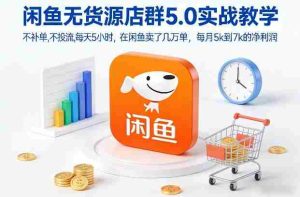 闲鱼无货源店群5.0实战教学，不补单，不投流，每天5小时，在闲鱼卖了几万单，每月5k到7k的净利润-湘创网