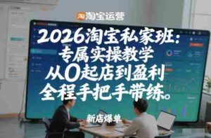 2026淘宝私家班：专属实操教学，从0起店到盈利，全程手把手带练-湘创网