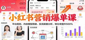 小红书营销爆单课：平台规则、内容模型搭建、投流数据分析，转化率提升500%-湘创网