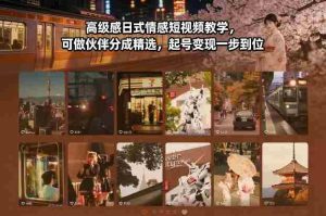 高级感日式情感短视频教学，可做伙伴分成精选，起号变现一步到位-湘创网