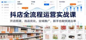 抖店全流程运营实战课：开店搭建，选品优化，全域推广，新手也能快速出单（更新）-湘创网