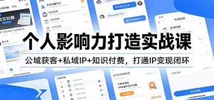 个人影响力打造实战课：公域获客+私域IP+知识付费，打通IP变现闭环-湘创网