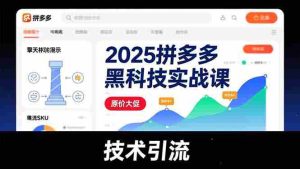(16977期)2025拼多多黑科技实战课,擎天柱玩法、爆流SKU、原价大促,技术引流,单店日销轻松破千单-湘创网