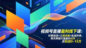 （17116期）视频号直播盈利线下课：付费投流+三频共振+私域升单，两天两夜打通盈利闭环，月利润5-15万-湘创网
