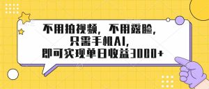 （17310期）不用拍视频，不用露脸，只需手机ai，即可实现单日收益3000+-湘创网