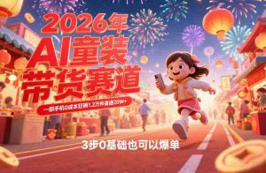 AI童装新春带货赛道，一部手机0成本狂销1.2万件喜提20W+，3步0基础也可以爆单-湘创网