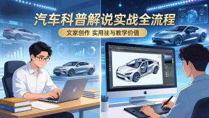 （17665期）抖音汽车科普解说实战：文案+动画+画面处理+去水印全流程，打造专业汽车科普视频-湘创网