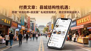 （17518期）付费文章：县城结构性机遇：搭建“本地社群+朋友圈”私域变现模式，稳定获取副业收入-湘创网