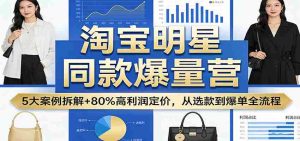 淘宝明星同款爆量营：5大案例拆解+80%高利润定价，从选款到爆单全流程-湘创网